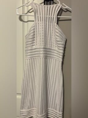 Lilly Pulitzer white crochet striped knit lace illusion yoke shift dress XS